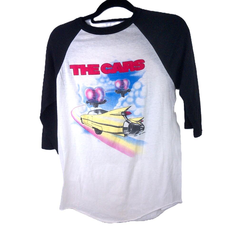 Vintage Mackler The Cars 1984 Heartbeat City Tour Shirt Raglan Tee Space Large